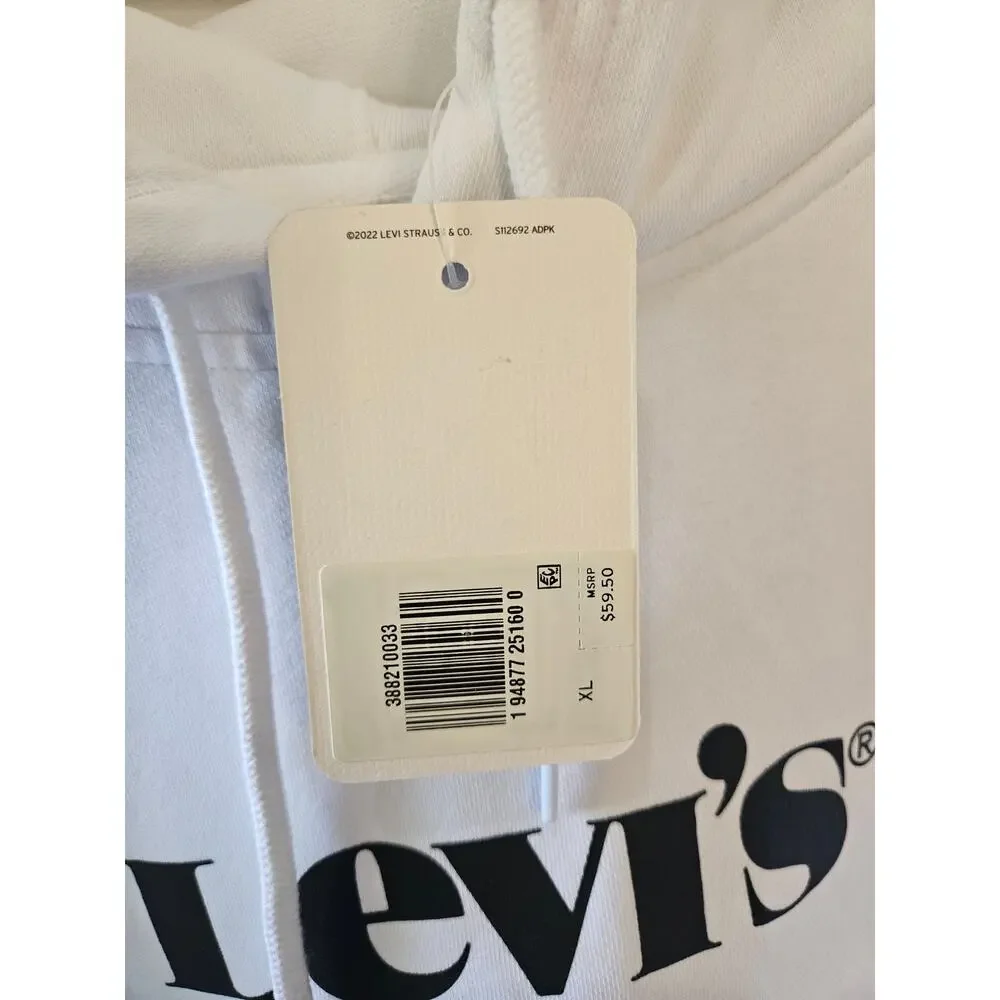 Levi's [Smudge] Hoodie White Minimal Sweatshirt Relaxed XL